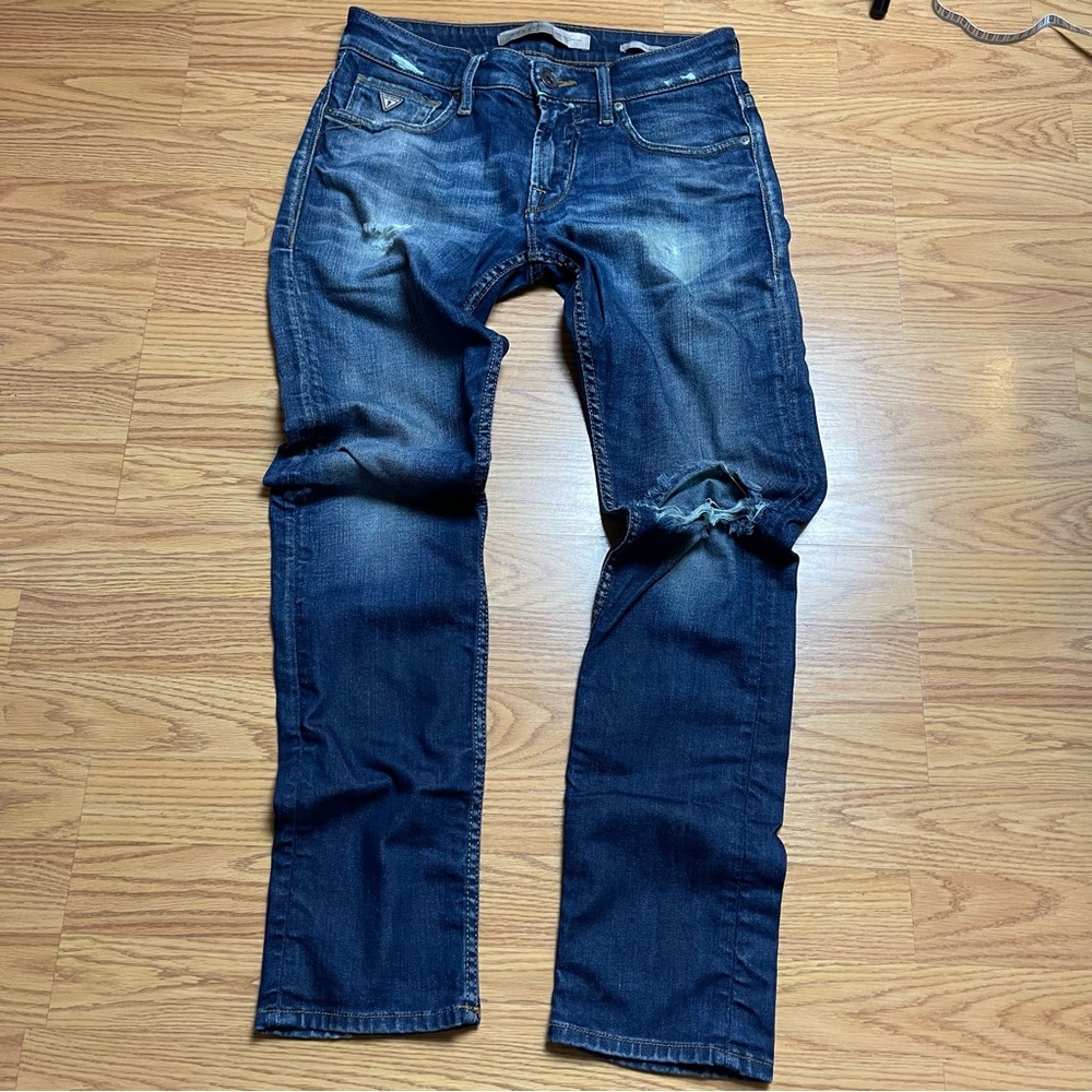 Guess Men's Dark Blue Straight Jeans